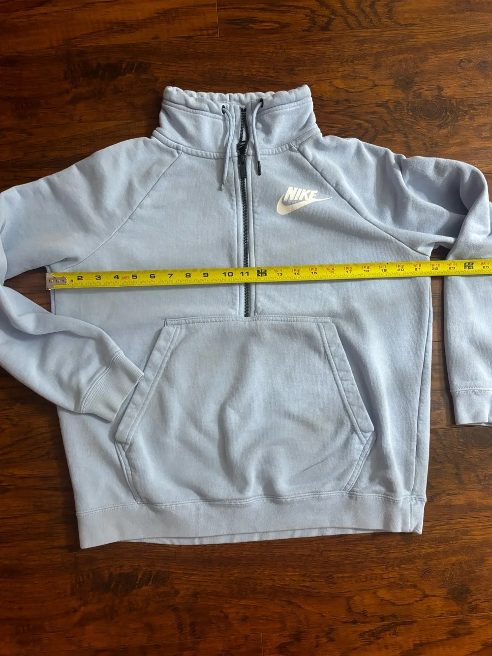 Nike Rally Club Fleece Pullover Sky Blue Mock Neck Sweatshirt Thick Quarter-Zip